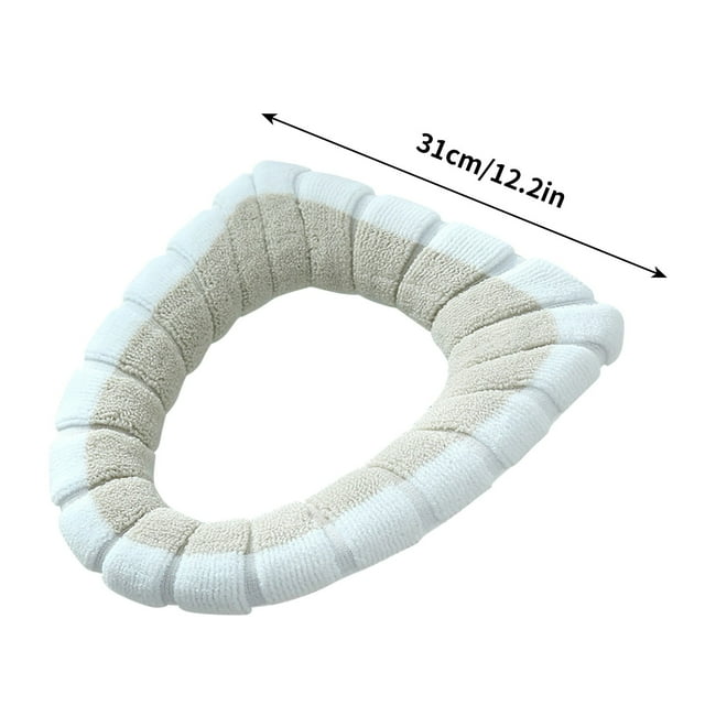 Cubierta Del Asiento Del Inodoro,Cojín Del Inodoro de Punto de Contraste de Color Cubierta Del Asiento Del Inodoro Cálido de Invierno,Alfombra de Inodoro Doméstica Lavable Suave para Inodoros Estándar