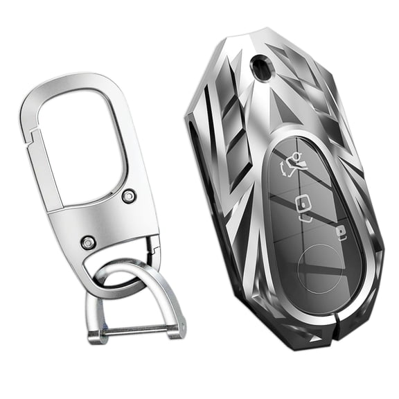 For Mercedes Benz Key Fob Cover,Keychain,Zinc Alloy Protection Car Key Case for 2020-2023 S-Class C-Class E-Class G-Class Smart Remote Keyless Keyshell Accessories