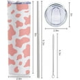thumbnail image 5 of Coral Pink Cow Print Tumbler Skinny Tumblers With Lids And Straws for Women , 20oz Skinny Tumbler SUS304 Food Grade Stainless Steel Tumbler Insulated Cow Print Cup for Women Female, 5 of 5