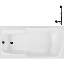 Streamline N-4200-724-BL 66 in. x 34 in. Acrylic Soaking Drop-In Bathtub in Glossy White, With External Drain in Matte Black