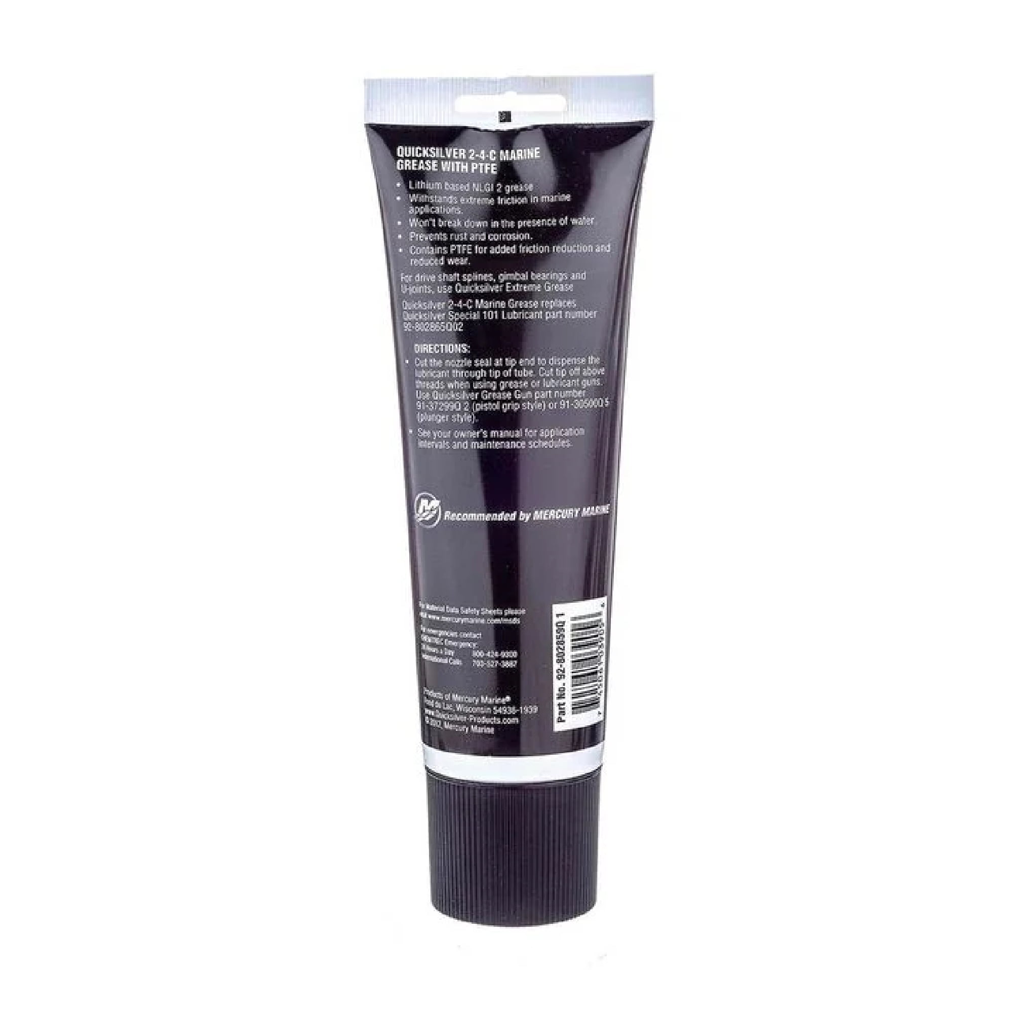 Quicksilver 802859Q1 2-4-C Marine Grease w/ Teflon, Multi-Purpose Marine Lubricant, 8 oz. Tube