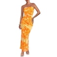 thumbnail image 1 of Vestido largo BTFBM para mujer, con estampado floral, sin tirantes, con malla, 1 of 9