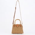 thumbnail image 4 of Straw Woven Shoulder Bag Handmade Rattan Tote Beach Purse Top Handle Crossbody Everyday, 4 of 7