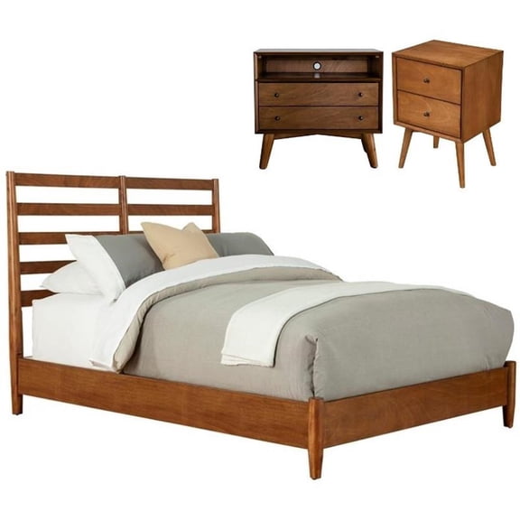 Home Square 3 Piece Set with Large Nightstand King Bed and 2-Drawer Nightstand