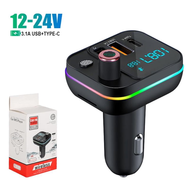 FM Transmitter Modulator Car Wireless Bluetooth 5.0 3.1A USB Type-C Fast Charger Auto Radio Mp3 Player Music Hands Free Car Kit