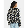 thumbnail image 3 of Time and Tru Women's Flowy High Neck Blouse, Size XS-XXXL, 3 of 5