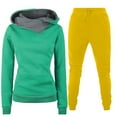 thumbnail image 1 of IROINNID Survêtement pour Femmes Ensemble 2 Pcs Liquidation Tenues d'Automne Hiver Survêtements de Sport Chandail à Manches Longues Chandails à Capuchon Pantalon Complet Ensemble Athlétique, Jaune, 1 of 4