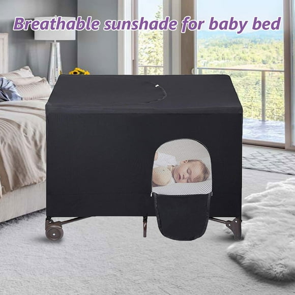 CNKOO Crib Blackout Cover Stretchable Breathable Crib Cover Portable Baby Bed Blackout Tent Safety Compact Travel Sleeping Bed Tent Sun Shade Curtain Room Decor