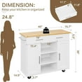 Kitchen Island with Storage Cart Table Rolling Butcher Block on Wheels