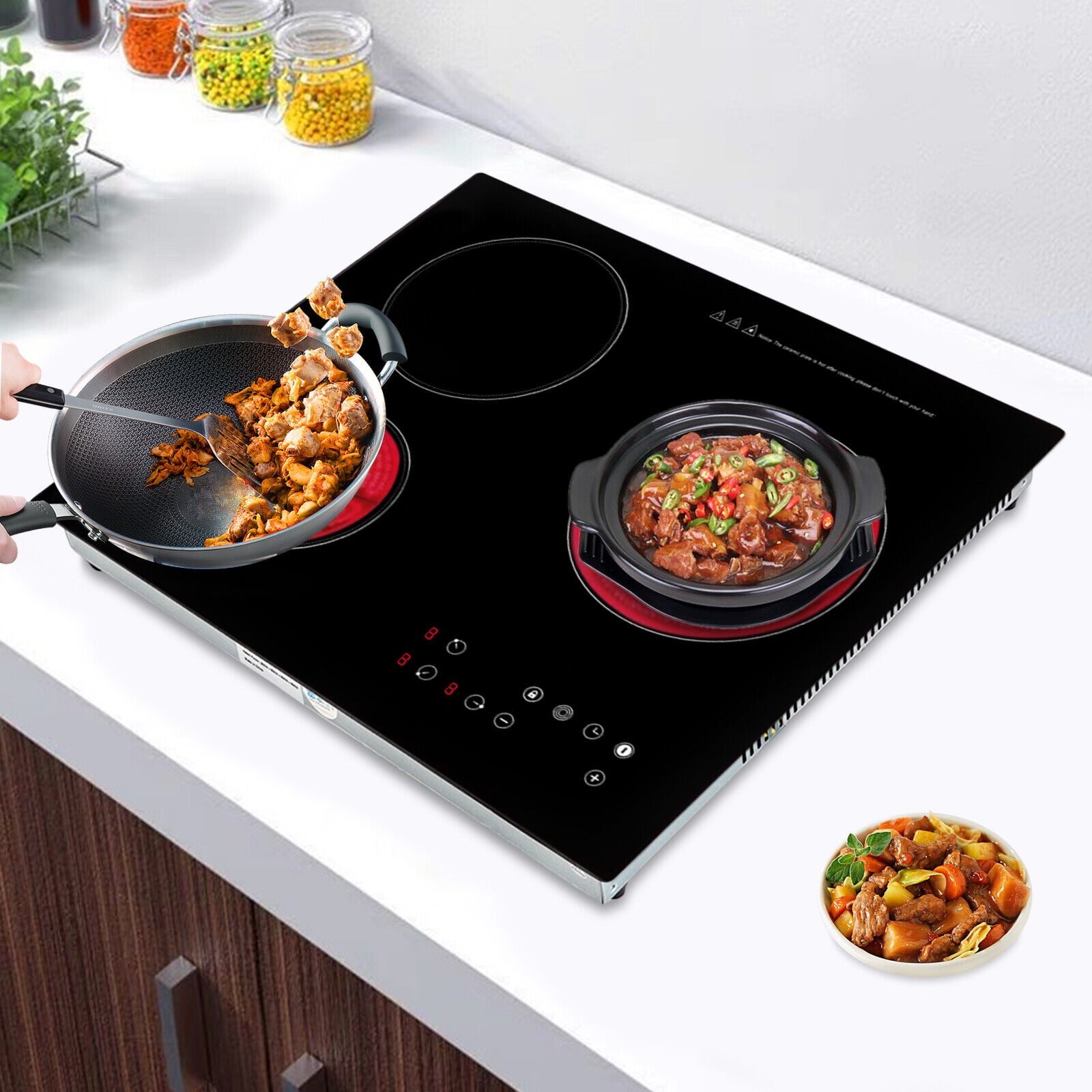 Electric Cooktop 24 inch Built-in Electric Stove Top 110V 2600W Knob Control