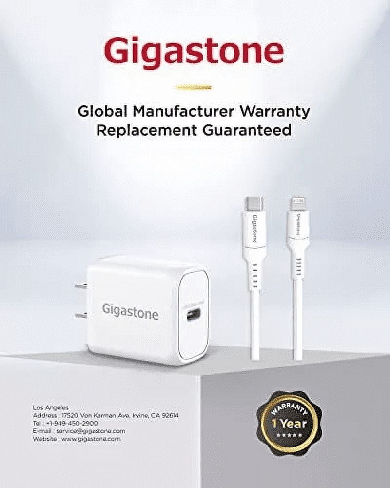 Gigastone iPhone Charger Fast Charging, 4-Pack【Apple MFi Certified】 20W USB C Charger + 5FT USB-C to Lightning Cable, Fast Charger, Compatible with iPhone series - PD-6201W+CL-7600-4-B