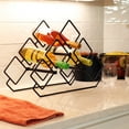 thumbnail image 2 of Sunnydaze Modern 6-Bottle Triangular Wine Rack - Indoor Steel Wire Tabletop Accent - Black, 2 of 6