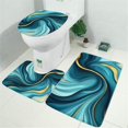thumbnail image 2 of Teal and Gold Marble Splatter Pattern Bathroom Rugs Sets 3 Piece,Toilet Cover Set,Absorbent Non Slip Bathroom Mats Sets with U-Shaped Contour Rug Toilet Rug Set, 2 of 5