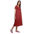 thumbnail image 3 of Moomaya Solid Short Sleeve Nightdress For Ladies Button Placket Nightwear, 3 of 6