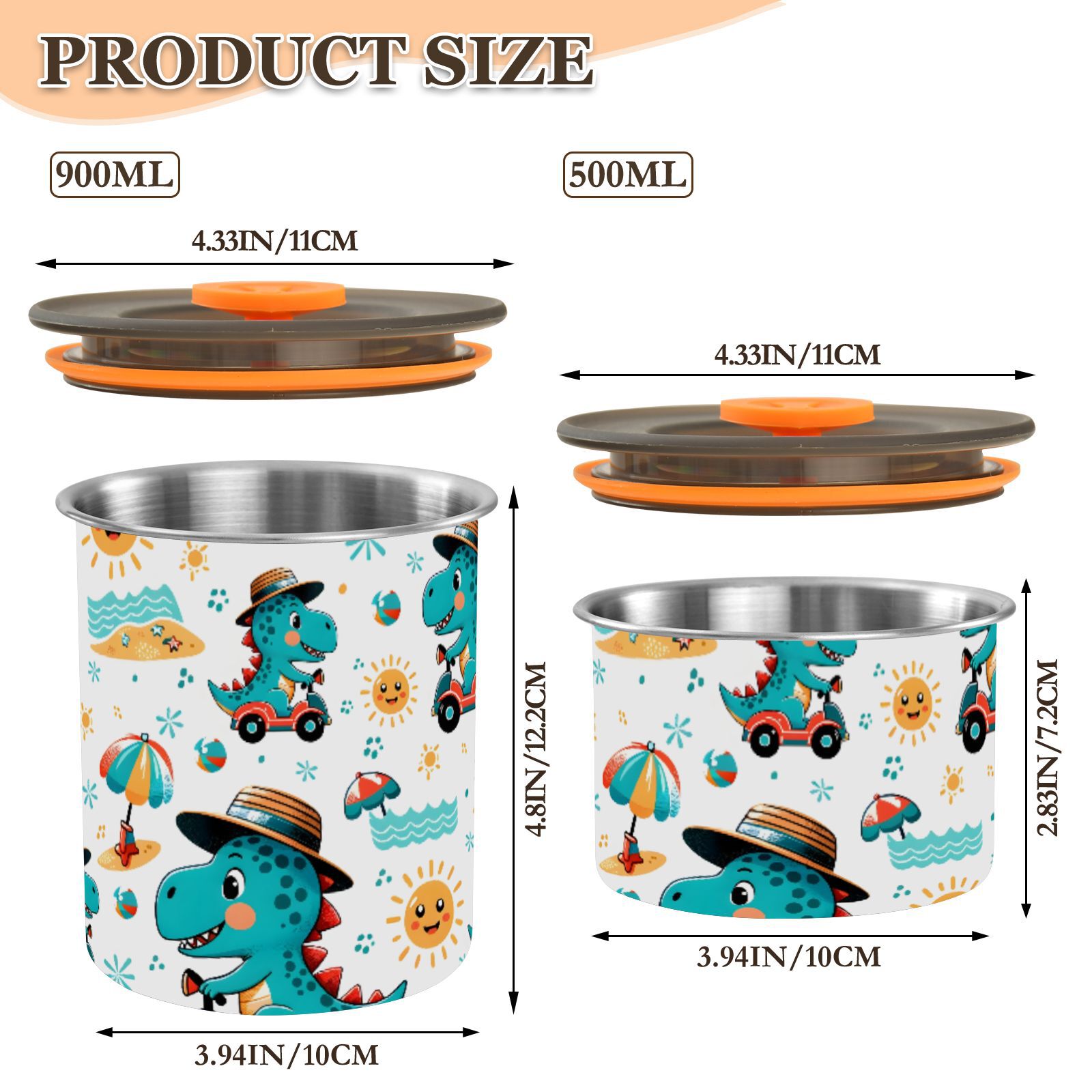 Dinosaur Driver Dino Airtight Coffee Bean Canister 30oz Food Storage Containers with Lids For Gournd, Tea, Sugar, Flour, Rice, Cereal, Candy Cookie Jar
