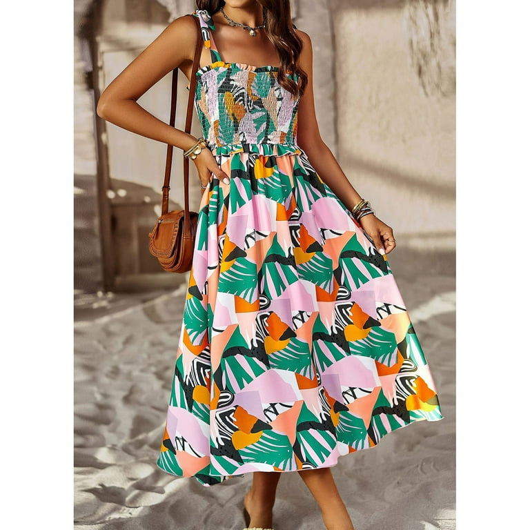 ZXZY Boho Style Women Dress Long Sleeve Beach Summer Dresses Floral Print  Vintage Maxi Dress