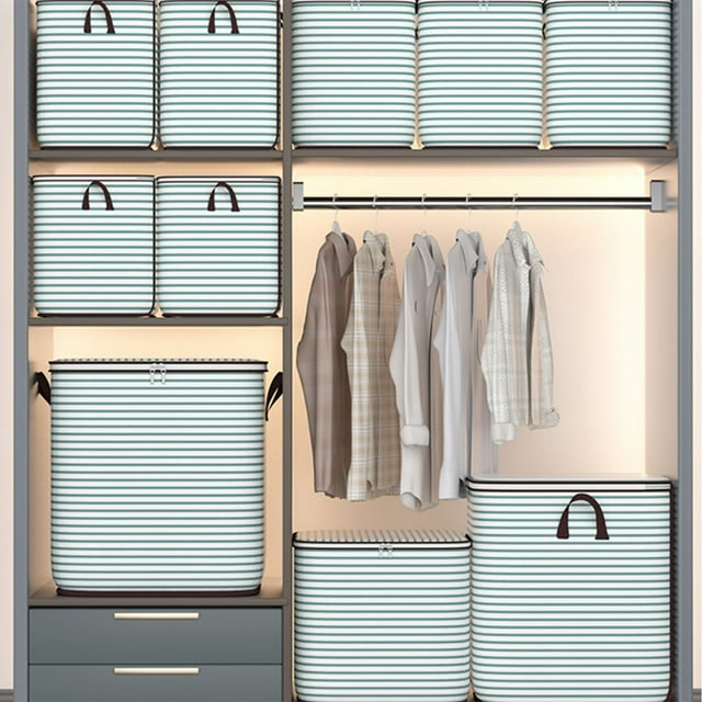 Caja de almacenamiento plegable de gran capacidad con asas - Organizador de ropa para casa y mudanza, cremallera bidireccional, bolsa de almacenamiento para armarios que ahorra espacio