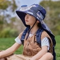 thumbnail image 3 of CSSAD Outdoor Wide Brim Sun Hat with Solar Fan, Summer Big Brimmed Shawl Fisherman's Hat for Childen, Sun Bucket Hat for Men Women UPF 50+ Bucket Fishing & Beach Hat with Fan, Navy, 3 of 6