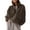 Coffee, variant on Women’s Sherpa Lightweight Fleece Pullover Button Down Cropped Winter Fuzzy Jacket Sweatshirt Coat with Pockets