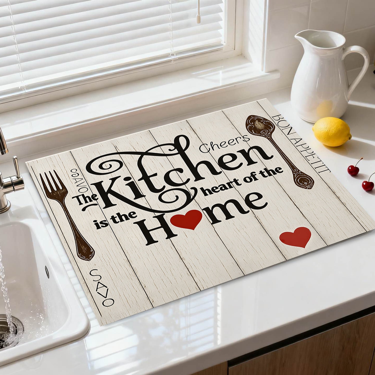 Stove Top Cover for Electric Stove, 28" x 20" Heat Resistant Glass Cooktop Protector Mat, Expands Counter Space, Multi-Purpose Countertop & Stove Cover, Farmhouse “Kitchen is the Heart of the Home” D
