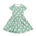 thumbnail image 3 of yuCgh Easter Dress for Girls, Floral Print Short Sleeve Summer Dress with Pocket, Casual Party Dress for Easter Day & Spring Season,Light Green 140, 3 of 5