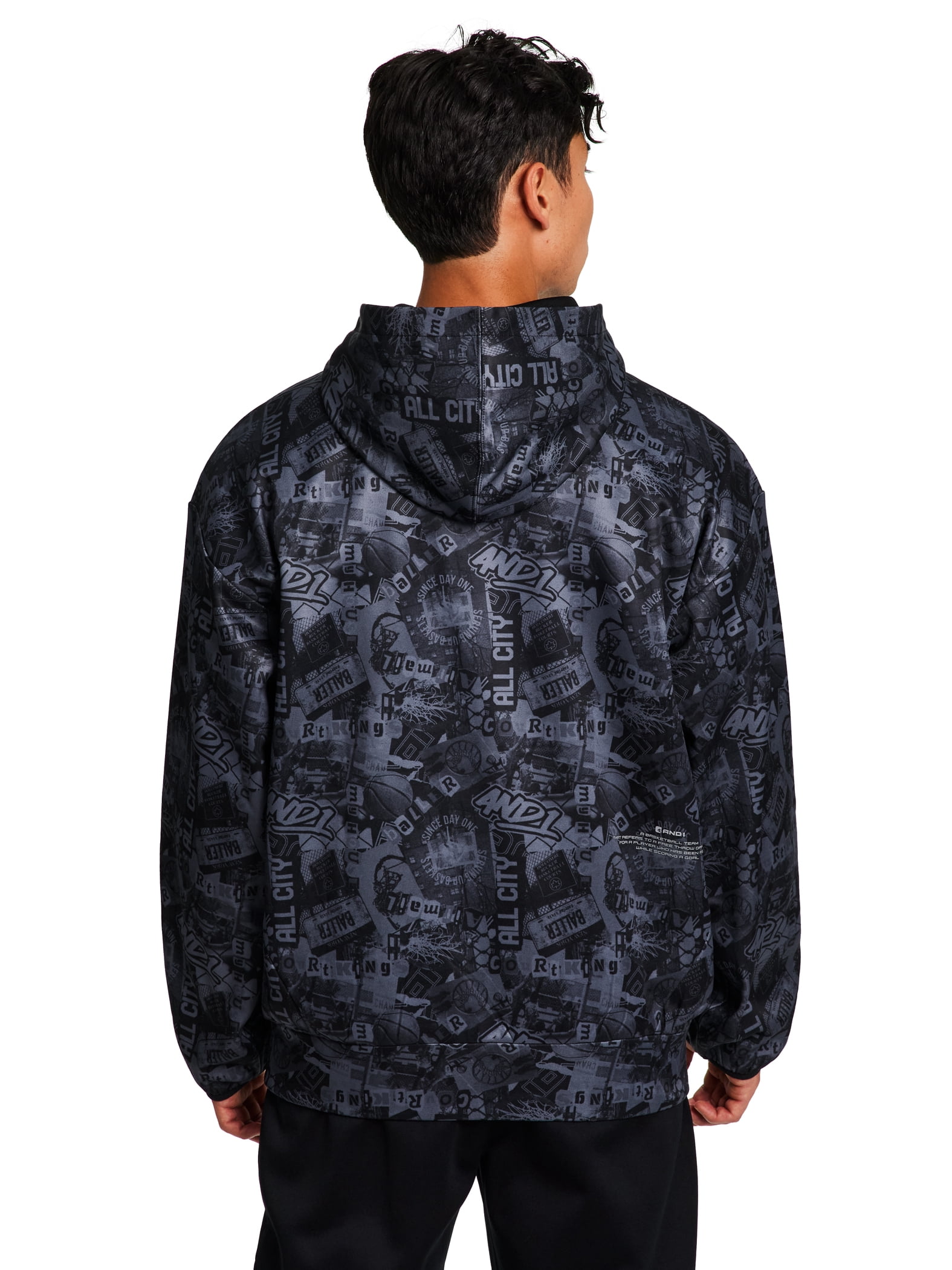 AND1 Men's and Big Men's Ultimate Print Pullover Hoodie, up to Size 3XL