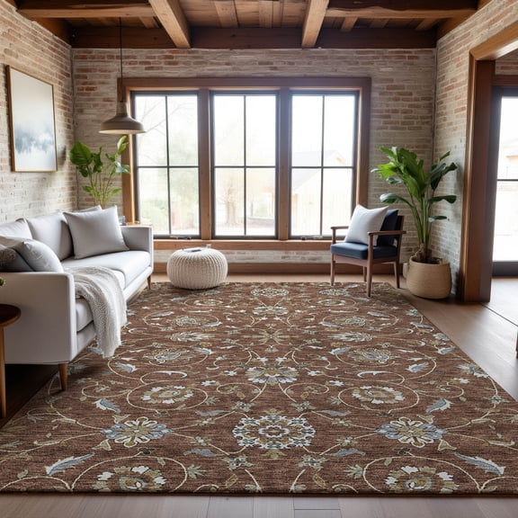 Addison Rugs Mayfield Premium Machine Washable Transitional Moroccan Paprika Rectangle Rug, 9' x 12'