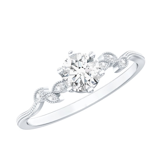 Nature Inspired Lab Grown Diamond Promising Ring for Women - EF-VS Quality Certified, 925 Sterling Silver, US 4.00