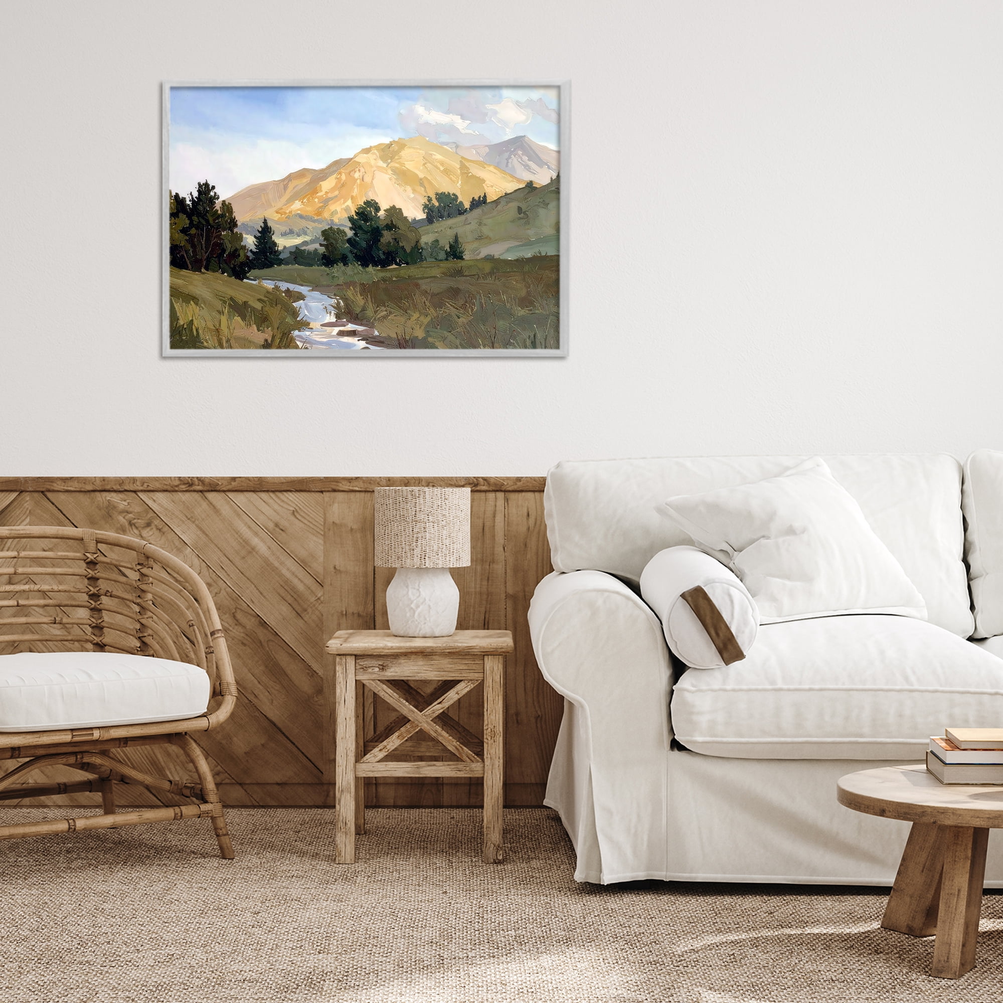 Stupell Industries Mountain Divide Valley Gray Framed Giclee Art, design by Alonza Saunders