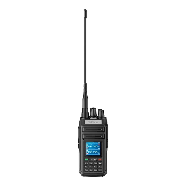 STEREN Radio intercomunicador profesional de doble banda, hasta 1500 m de alcance, con teclado y dis