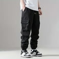 thumbnail image 5 of Cargo Joggers for Men 2025 Mid Elastic Waist Drawstring Durable Casual Work Pants Sweatpants with Pockets Trousers, 5 of 7