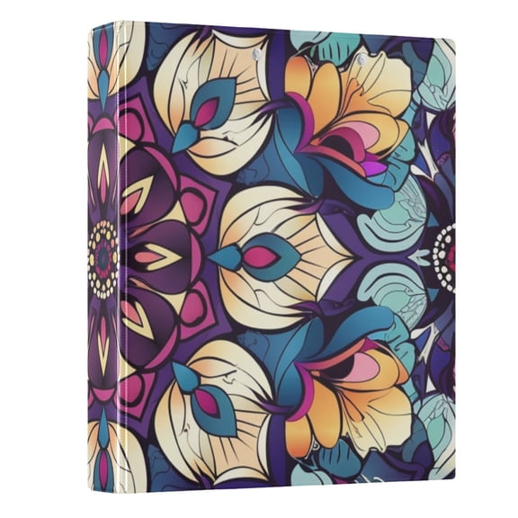ALAZA Mandala Floral 3 Ring Binder 1.5 Inch Three Ring Office Binders w/ clipboard & 3 pockets, Hold 200 Sheets, 1 pc