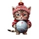 thumbnail image 1 of Ruifaya Adorno navideño de gato, adorno navideño de gato acrílico 2D, adorno navideño para árbol de Navidad, adorno navideño colgante con forma de gato de dibujos animados, decoración navideña para, 1 of 7