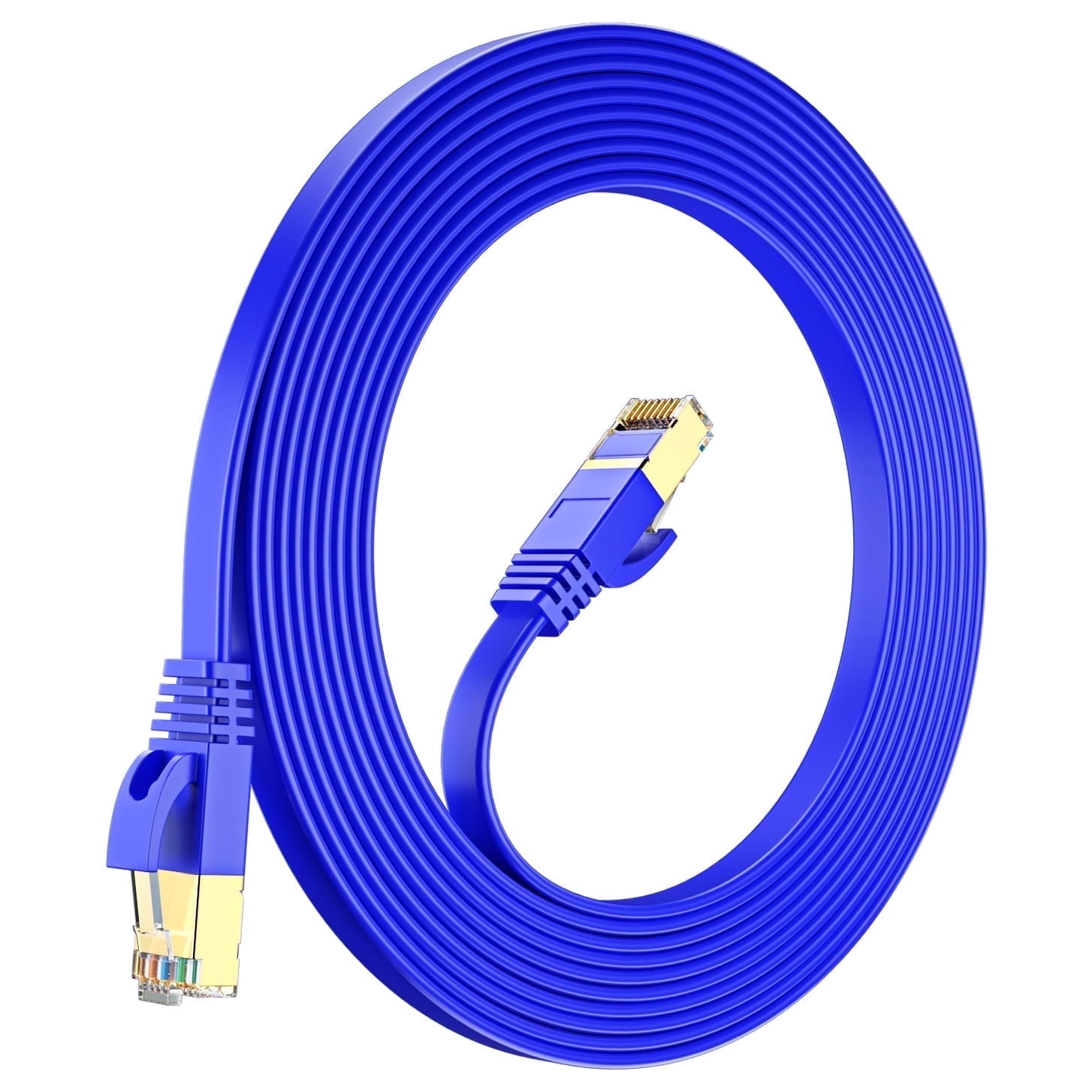 Maximm Cat7 Flat High Speed Ethernet Cable LAN Network Cord for Gaming Router Modem, Blue, 15 feet, 1 Pack