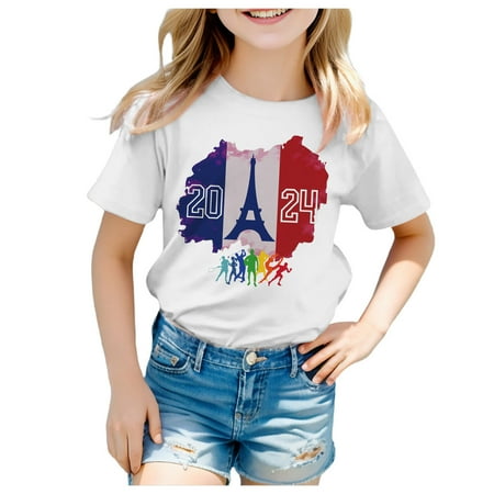 

Tops for Girls Short Sleeve Tee Summer Crewneck T Shirt Casual Fit Basic Shirts Jackets for Kids