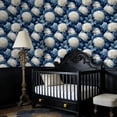 thumbnail image 3 of Floral Peel and Stick Wallpaper White Chrysanthemum Floral Blue Leaves Navy Wall Mural 23.6in x 9.8ft Self Adhesive Removable Wall Paper Renter Friendly Wallpaper for Bedroom Nursery Kids, 3 of 8
