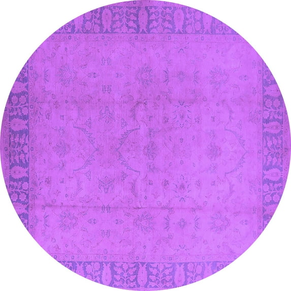 Ahgly Company Indoor Round Oriental Purple Traditional Area Rugs, 3' Round