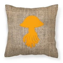 Carolines Treasures BB1089-BL-OR-PW1414 Jellyfish Burlap and Orange   Canvas Fabric Decorative Pillow BB1089 14Hx14W