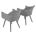 thumbnail image 2 of Modway Endeavor Dining Armchair Outdoor Patio Wicker Rattan Set of 2 in Gray Gray, 2 of 6
