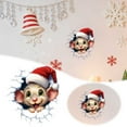 thumbnail image 2 of Leojiow Wall Sticker Large 3D Santa Wall Decals Reindeer Door Stickers Removable Winter Holiday Xmas Break Through Walls For Window Refrigerator 39X40Cm Christmas Decorations, 2 of 6
