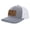 Heather Grey/White, variant on Redfish Fin Laser Engraved Leather Mens Trucker Hat Baseball Cap, Columbia Blue/White