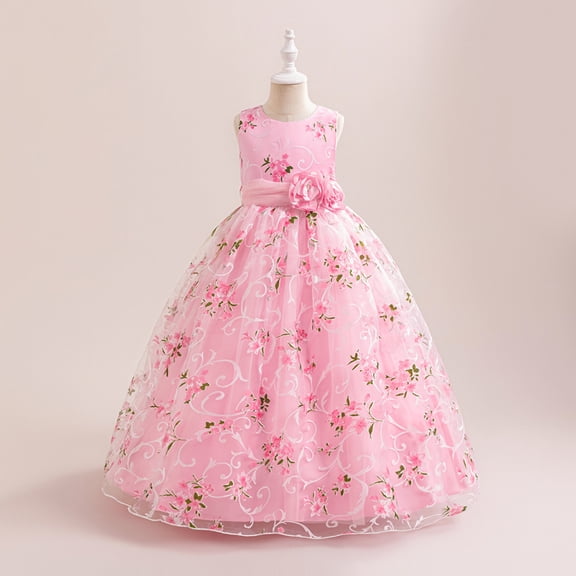 Flower Girl Dress Floral Tulle Bridesmaid Birthday Pageant Formal Dresses