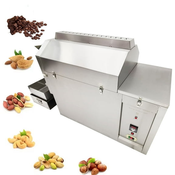 Commercial New 55 Lbs Roller Type Electric Stainless Steel Coffee Roaster Nuts Bean Roasting Machine 0-300℃ 220V