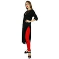 thumbnail image 3 of Bimba Women Black Straight Kurta Kurti Classic Chic Formal Tunic V-Neck Blouse, 3 of 4