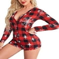 thumbnail image 3 of PENGXIANG Femmes Imprimé Pyjamas à Manches Longues Shorts Bodycon Combinaisons, 3 of 5