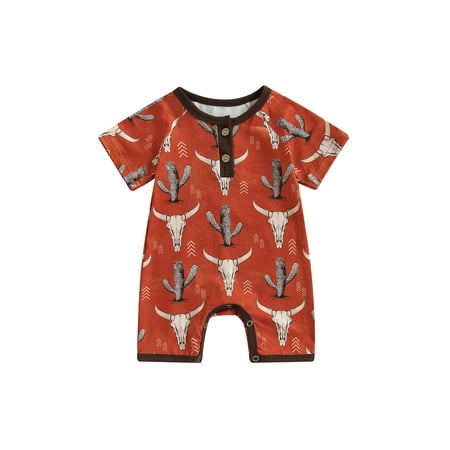 

Bagilaanoe Newborn Baby Girl Boys Summer Jumpsuit Print Short Sleeve Bodysuit 3M 6M 12M 18M Infant Casual One Piece Romper