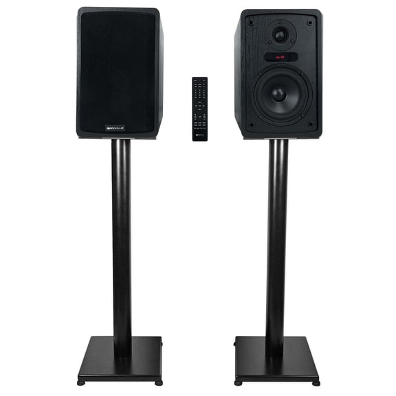 Rockville ELITE-5B 5.25" Powered Bookshelf Speakers Bluetooth/Optical 29" Stands