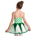 thumbnail image 3 of YIZYIF Kids Girls Christmas Mesh Ballet Tutu Dress Candy Cane Costume Spaghetti Straps Stripes Print Figure Skating Dress Green 4, 3 of 7