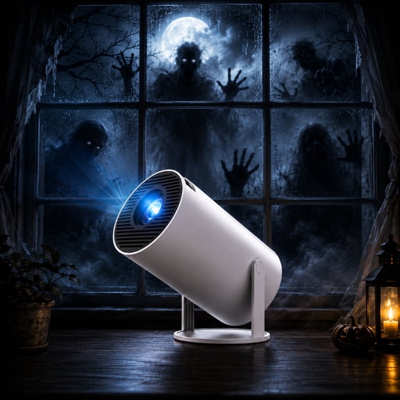 Darkcast Halloween Projector, Native 1080*720P Smart Projector for Spooky Window Decorations, Mini Movie Projector with WiFi 6 and Bluetooth 5.0, Auto Keystone & 180° Rotating Stand
