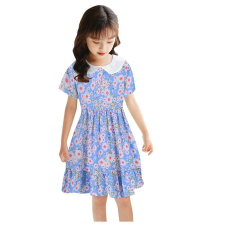 

Little Girl Dress Beach Kids Collar Girls Baby Clothes Princess Girls Skirt Toddler Summer Cool Cute